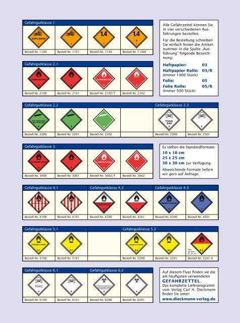 Gefahrzettel, Kennzeichen für Gefahrstoff und Transportschutz ...