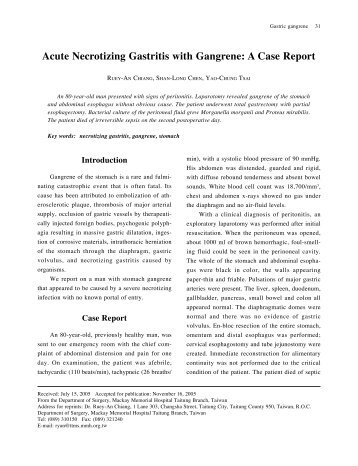 Acute Necrotizing Gastritis with Gangrene: A Case Report