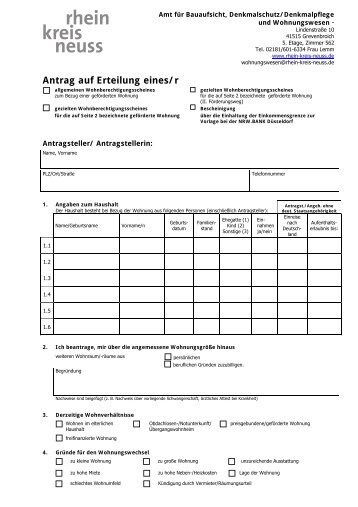Einkommensnachweis für Wohnberechtigungsschein
