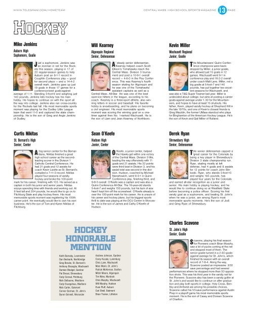 Hometeam All-Stars: Winter 2009 - Worcester Telegram & Gazette