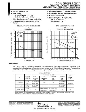 tle2072, tle2072a, tle2072y excalibur low-noise high-speed jfet ...