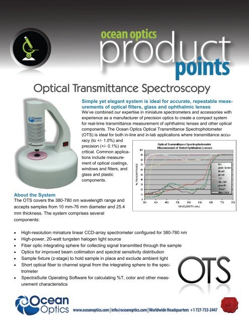 Optical Transmittance Spectroscopy - Ocean Optics