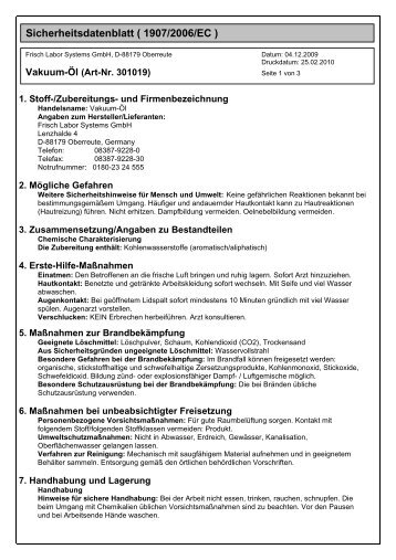 Sicherheitsdatenblatt ( 1907/2006/EC ) - Frisch Labor Systems ...