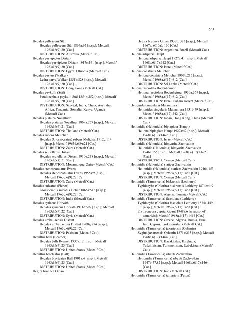 Checklist of Leafhopper Species 1758-1955 - Systematic ...