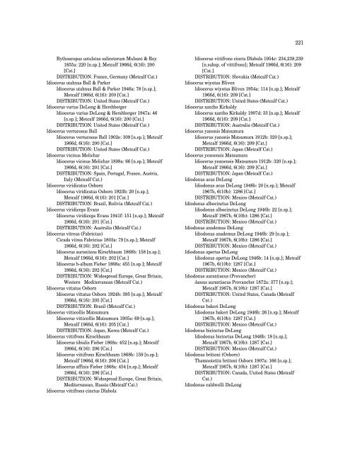 Checklist of Leafhopper Species 1758-1955 - Systematic ...