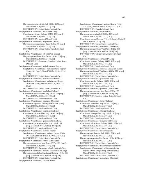 Checklist of Leafhopper Species 1758-1955 - Systematic ...