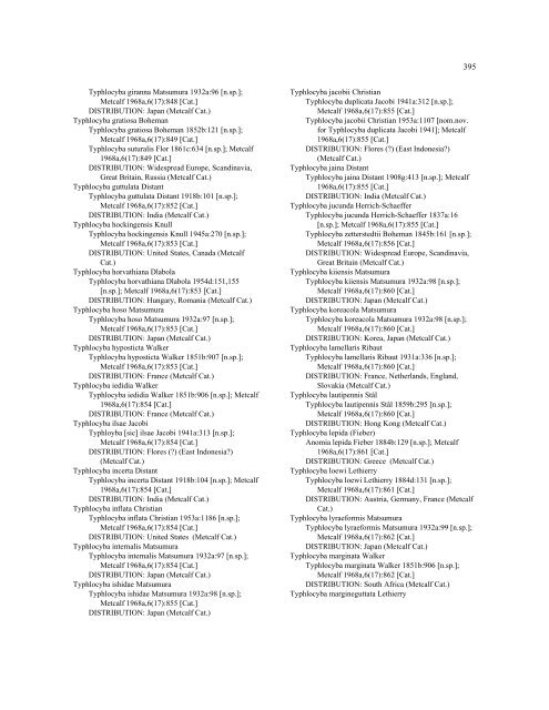 Checklist of Leafhopper Species 1758-1955 - Systematic ...