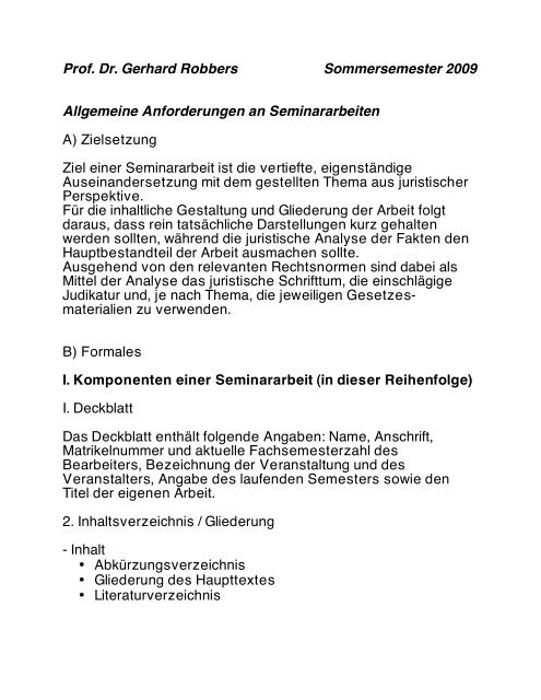 Anforderungen an Seminararbeit - EKON