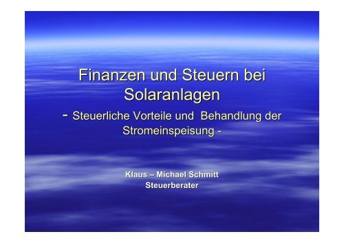 Finanzen und Steuern bei Solaranlagen - Rhein-Erft-Kreis