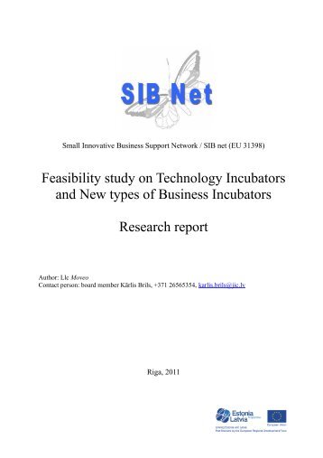 Feasibility study on Technology Incubators and ... - Tartu Teaduspark