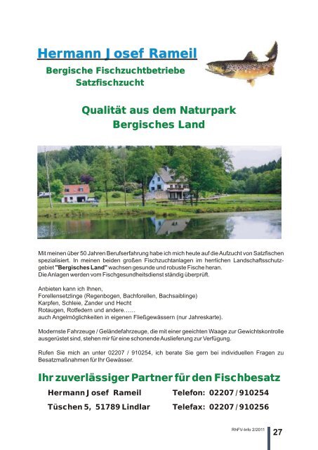 mitgliederversammlung 2011 - Rheinischer Fischereiverband von ...