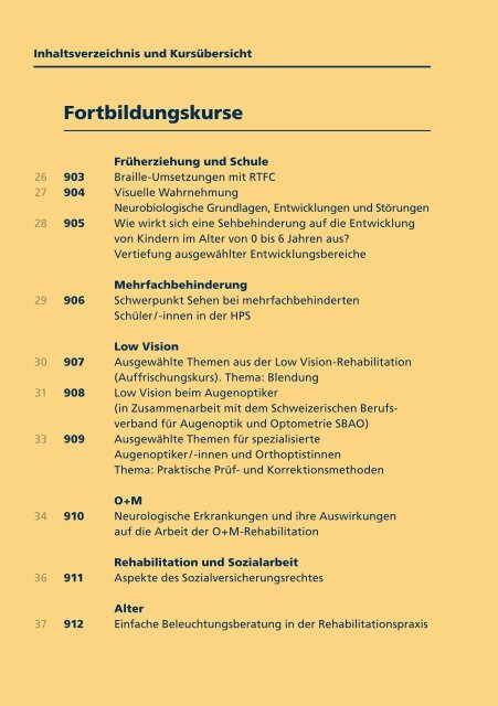 Kursprogramm 2011 (pdf) - Schweizerischer Zentralverein für das ...