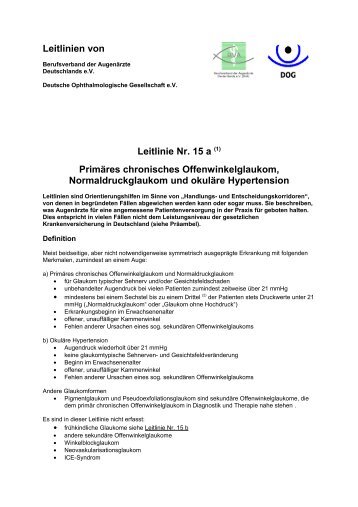 Leitlinien von BVA und DOG - Berufsverband der Augenärzte