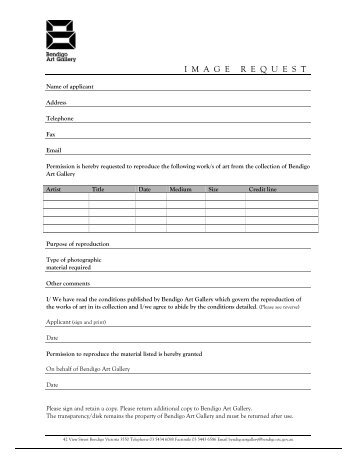 Reproduction request form - Bendigo Art Gallery