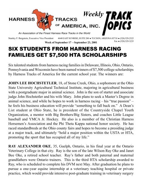 TT September 17 - Harness Tracks of America, Inc.