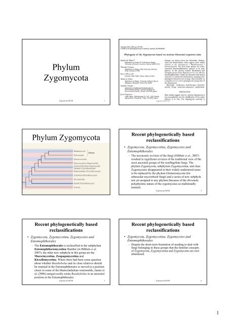 F0007 - Phylum Zygomycota and the new classification - Univap