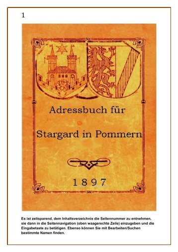 Adressbuch Stargard in Pommern von 1897 - Heimatkreis Stargard