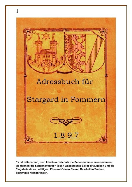 Adressbuch Stargard in Pommern von 1897 - Heimatkreis Stargard