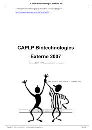 CAPLP Biotechnologies Externe 2007 - Sciences biologiques et ...