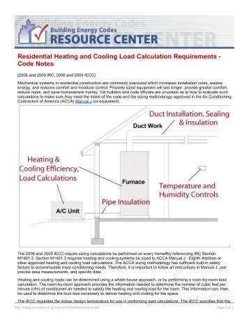 Residential Heating and Cooling Load Calculation Requirements ...