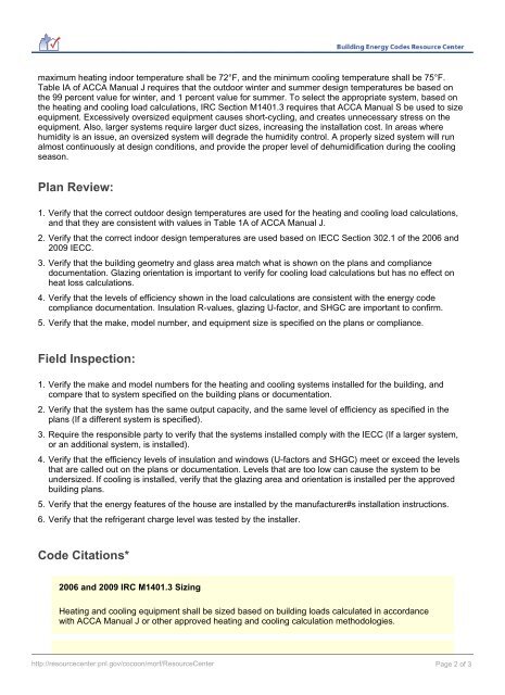 Residential Heating and Cooling Load Calculation Requirements ...