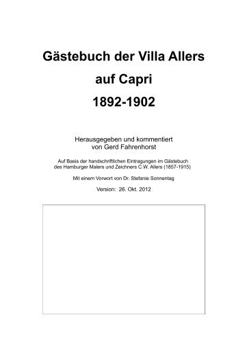 Gästebuch der Villa Allers auf Capri, 1892-1902 - CW Allers