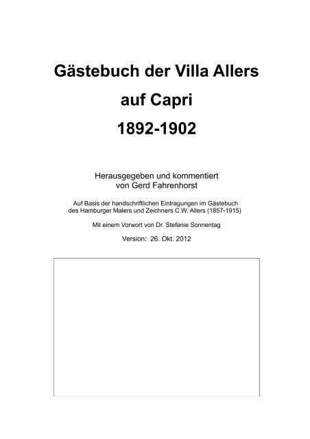 Gästebuch der Villa Allers auf Capri, 1892-1902 - CW Allers