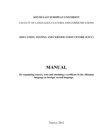 MANUAL - for organizing courses, tests and obtaining a certificate in ...