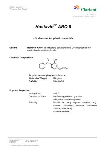 HOSTAVIN ARO 8 FOR PLASTICS - TDS - Clariant