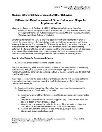 Differential Reinforcement of Other Behaviors: Steps - National ...