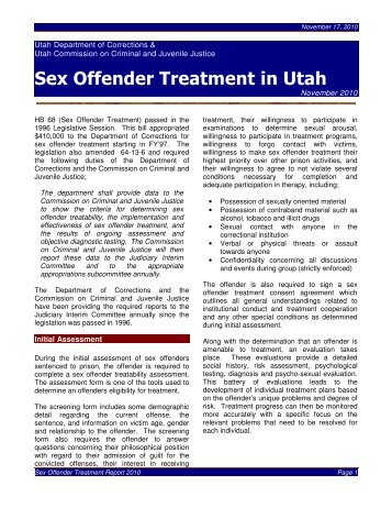 Sex Offender Treatment in Utah - Utah Commission on Criminal and ...