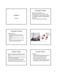 Chapter 9 Properties of Water Properties of Water Surface Tension ...