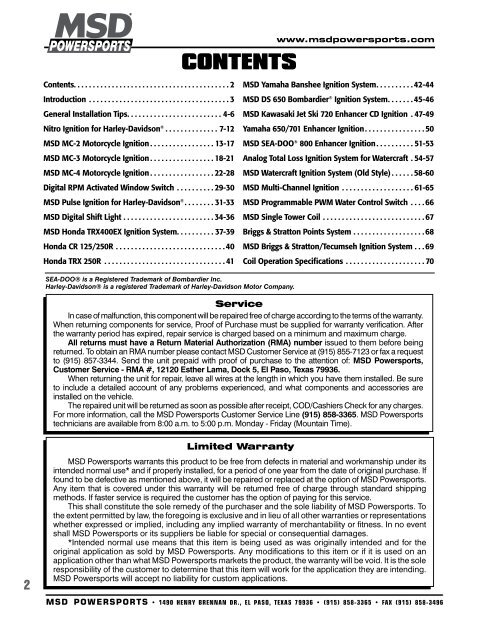 MSD Tech Line - MSD Powersports