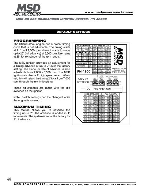 MSD Tech Line - MSD Powersports