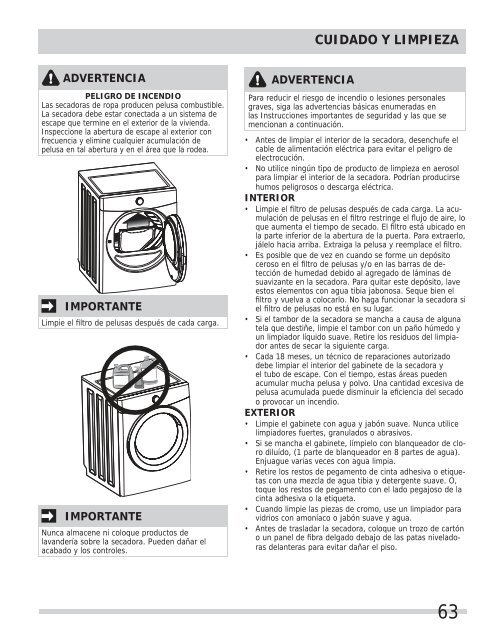 de su Secadora - Frigidaire