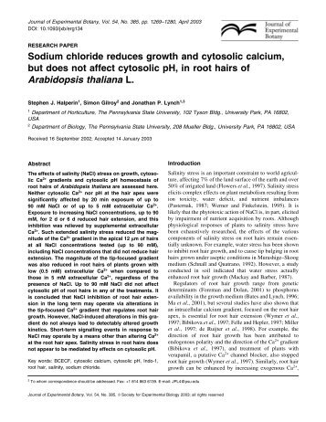 Sodium chloride reduces growth and cytosolic ... - Plant Science