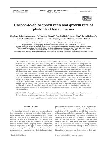 Carbon-to-chlorophyll ratio and growth rate of phytoplankton in the sea