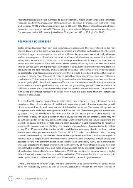 Crop yield response to water - Cra