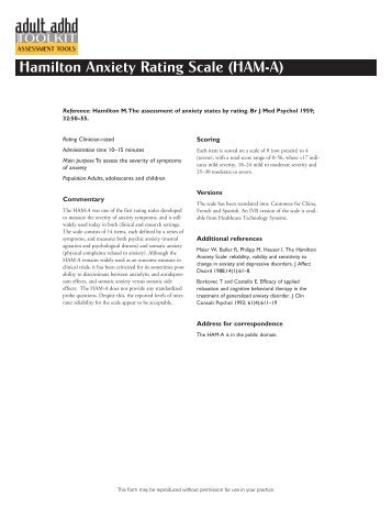 Hamilton Anxiety Rating Scale (HAM-A) - naceonline.com