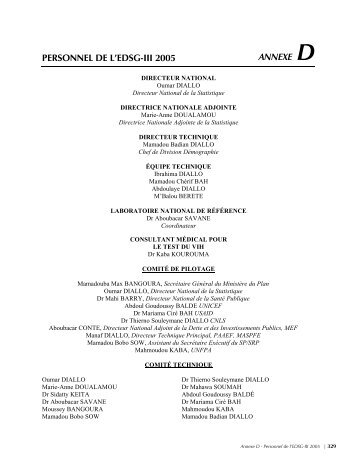 PERSONNEL DE L'EDSG-III 2005 ANNEXE D - Measure DHS