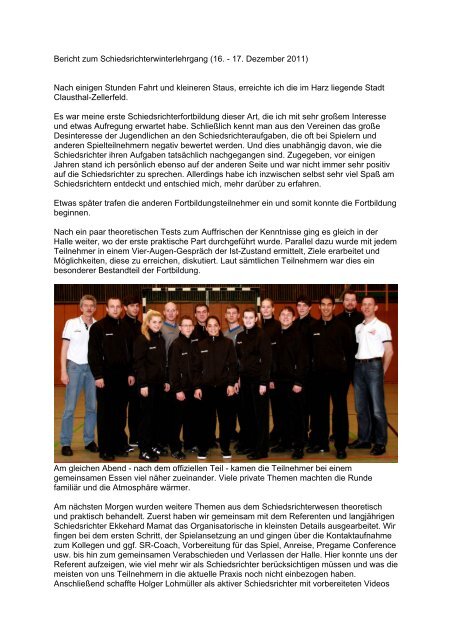Bericht zum Schiedsrichterwinterlehrgang (16. - 17. Dezember 2011 ...