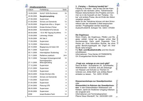 Fortbildungen Schulreferat - Evangelischer Kirchenkreis Duisburg