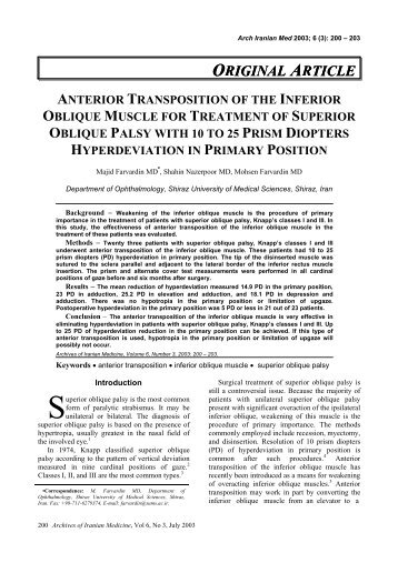 ANTERIOR TRANSPOSITION OF THE INFERIOR OBLIQUE ...