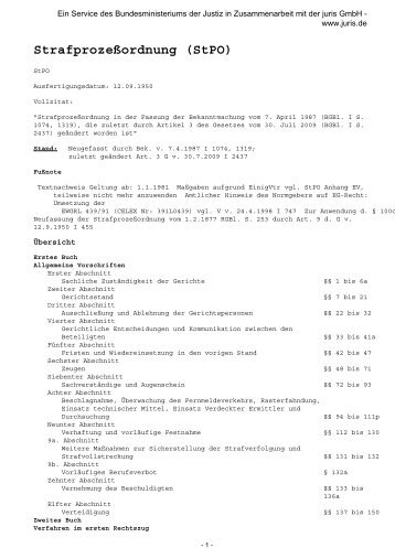 StrafprozeÃordnung (StPO) - lictora
