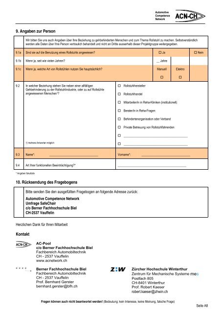 Auswertung der Umfrage zum Projekt âSelbstfahrender Rollstuhl ...