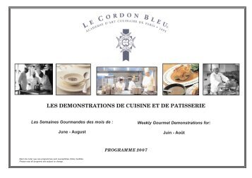 les demonstrations de cuisine et de patisserie - Le Cordon Bleu