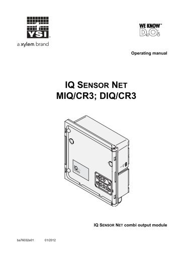 IQ SensorNet MIQ/CR3 and DIQ/CR3 Modules User Manual - YSI.com