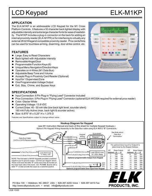 Elk ELKM1KP LCD Keypad for M1 Series Controller Installation ...