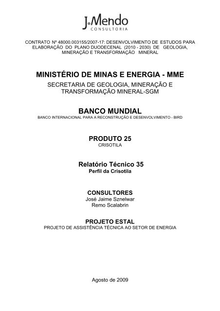 Perfil da Crisotila - MinistÃƒÂ©rio de Minas e Energia