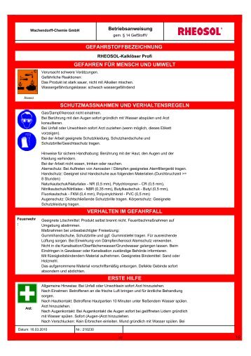 Betriebsanweisung - Rheosol